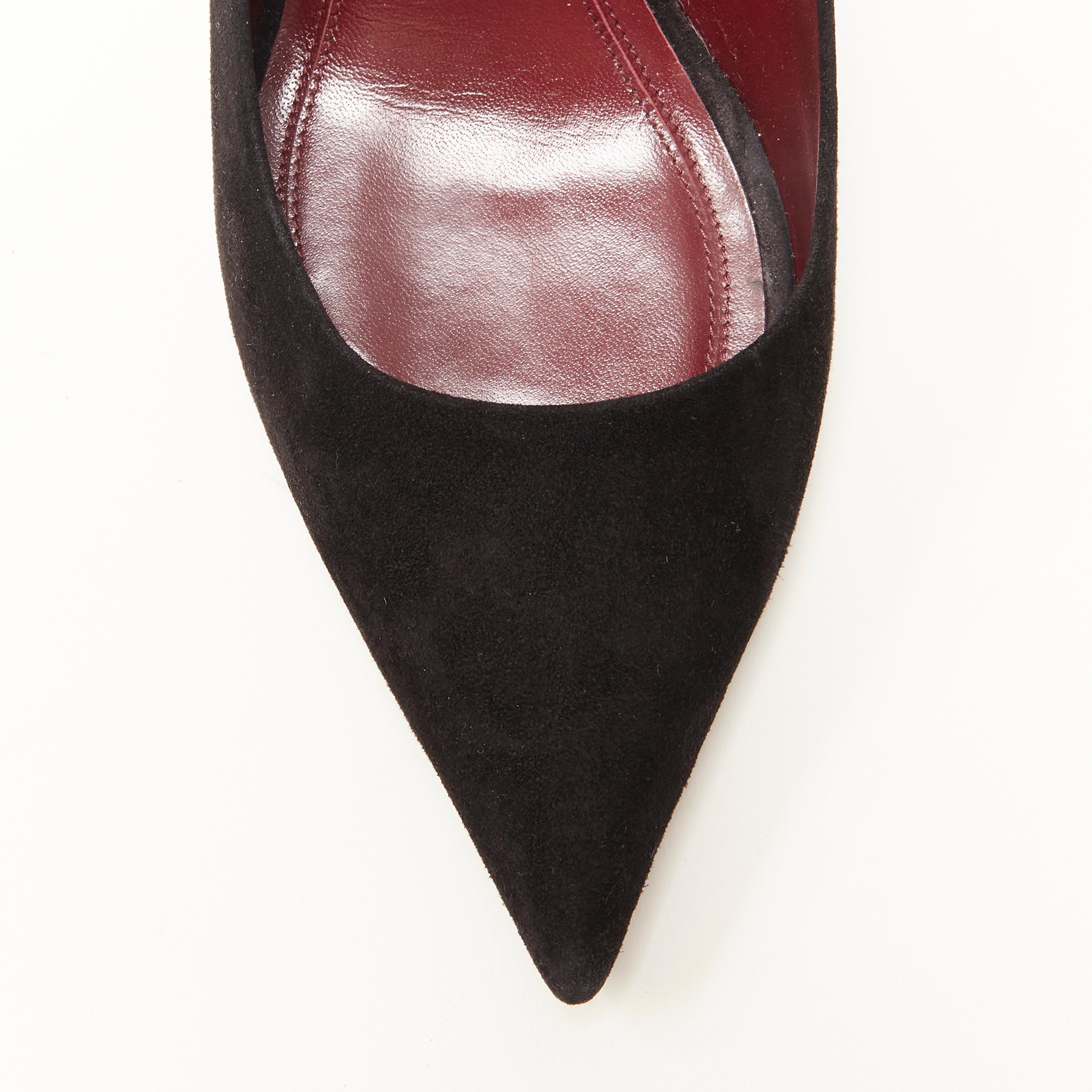 Women's OLD CELINE PHOEBE PHILO black suede leather point tie pigalle stiletto pump EU38 For Sale