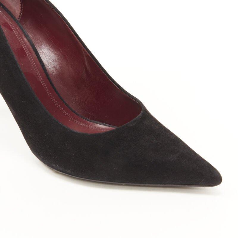 OLD CELINE Phoebe Philo black suede leather point tie pigalle stiletto pump EU38 For Sale 3