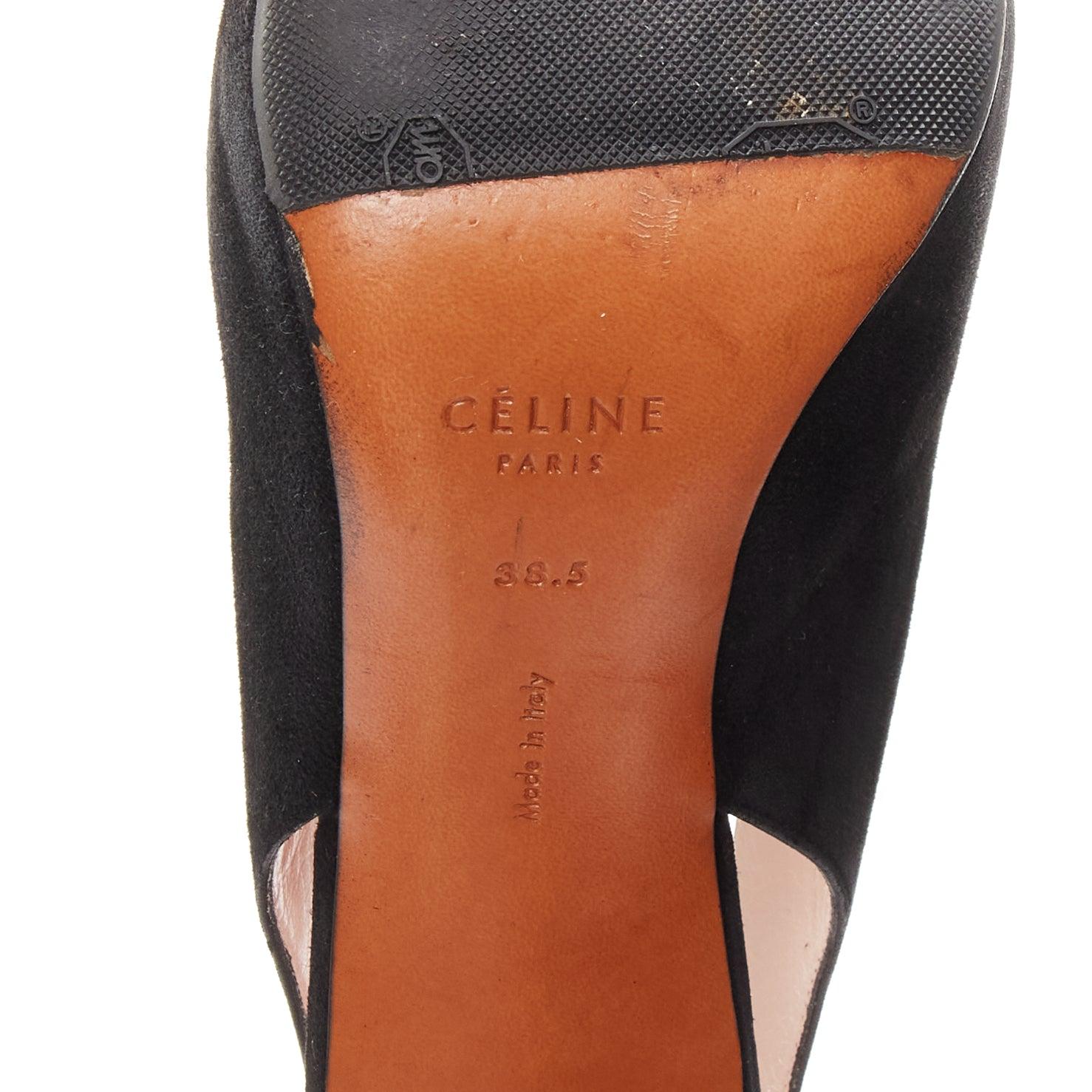 OLD CELINE Phoebe Philo black suede pointed toe slingback stiletto heels EU38.5 5