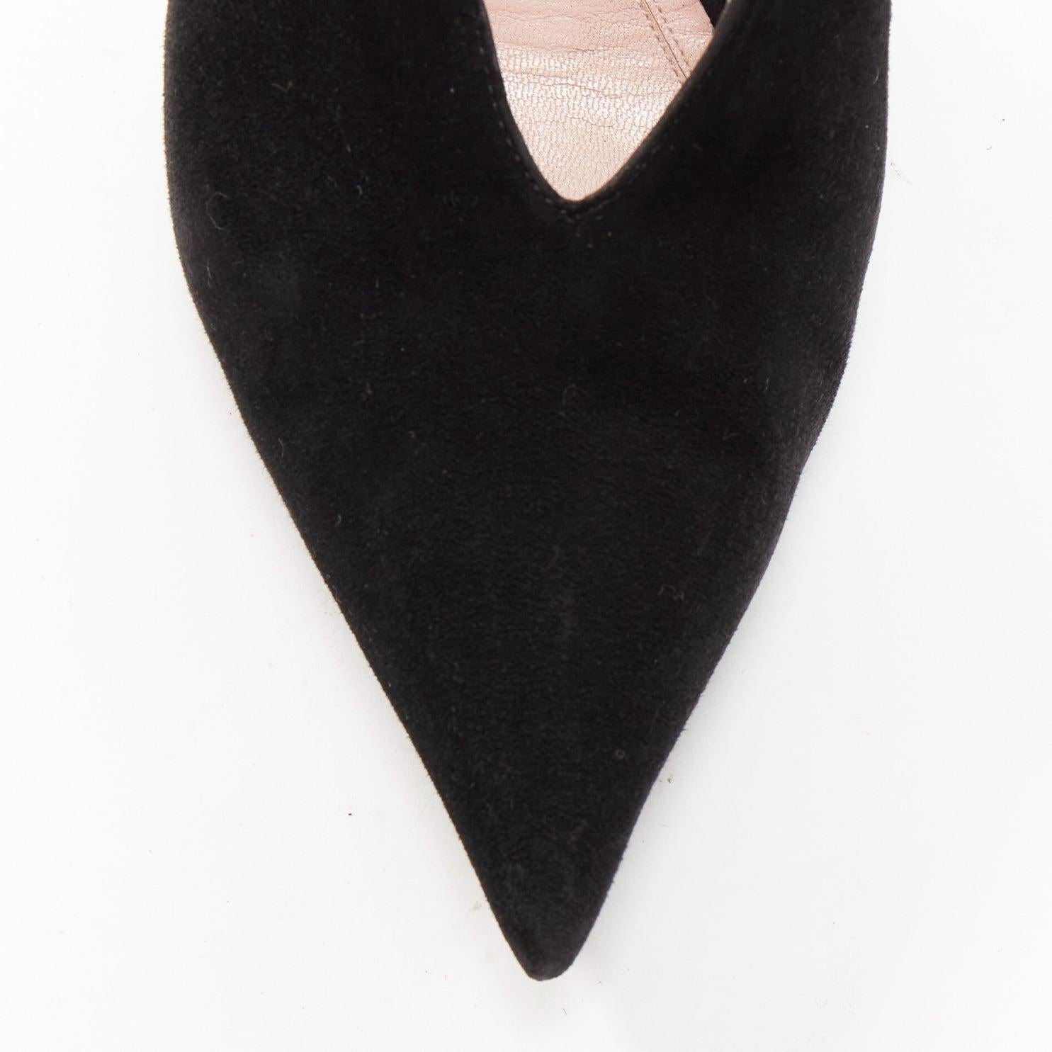 OLD CELINE Phoebe Philo black suede pointed toe slingback stiletto heels EU38.5 1
