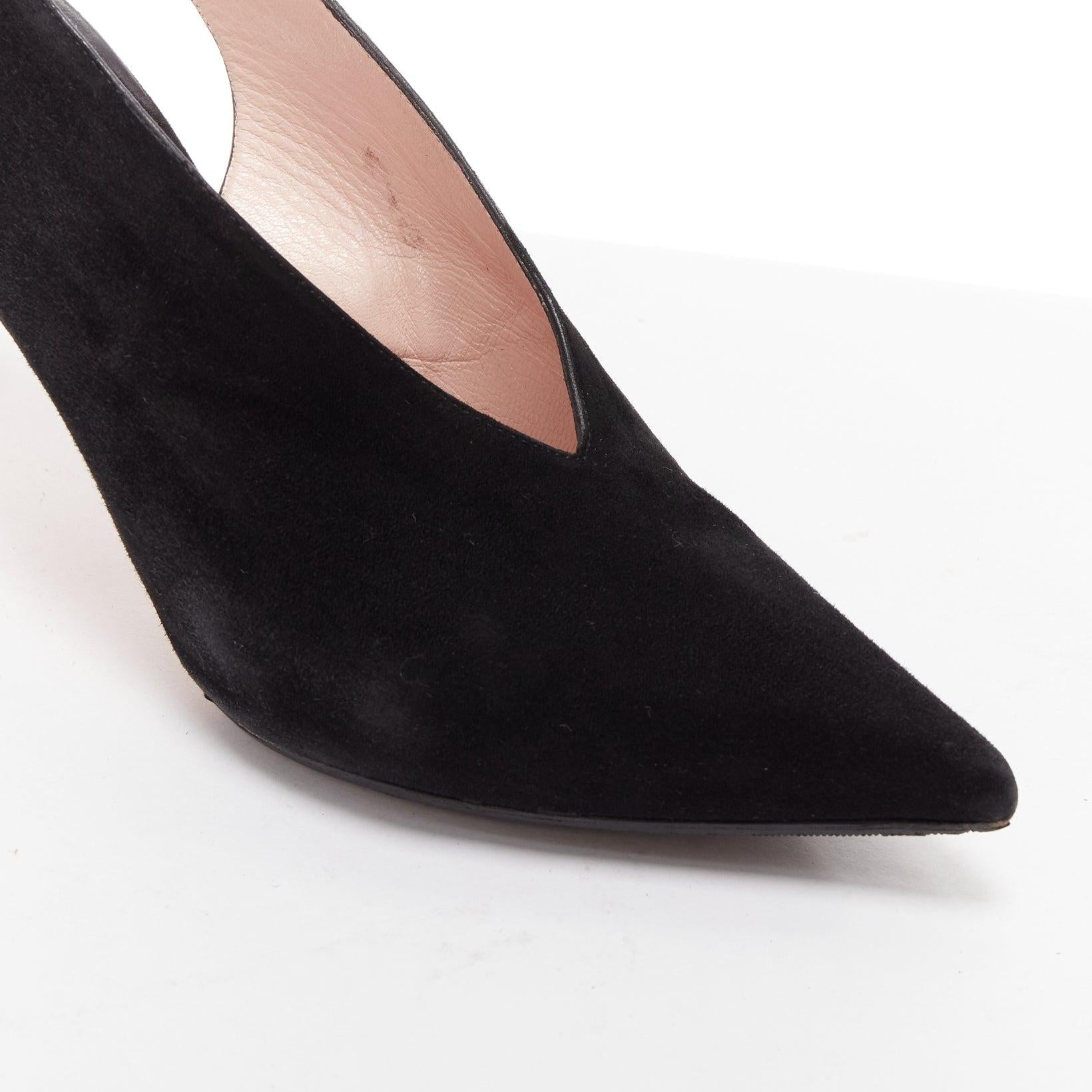 OLD CELINE Phoebe Philo black suede pointed toe slingback stiletto heels EU38.5 2