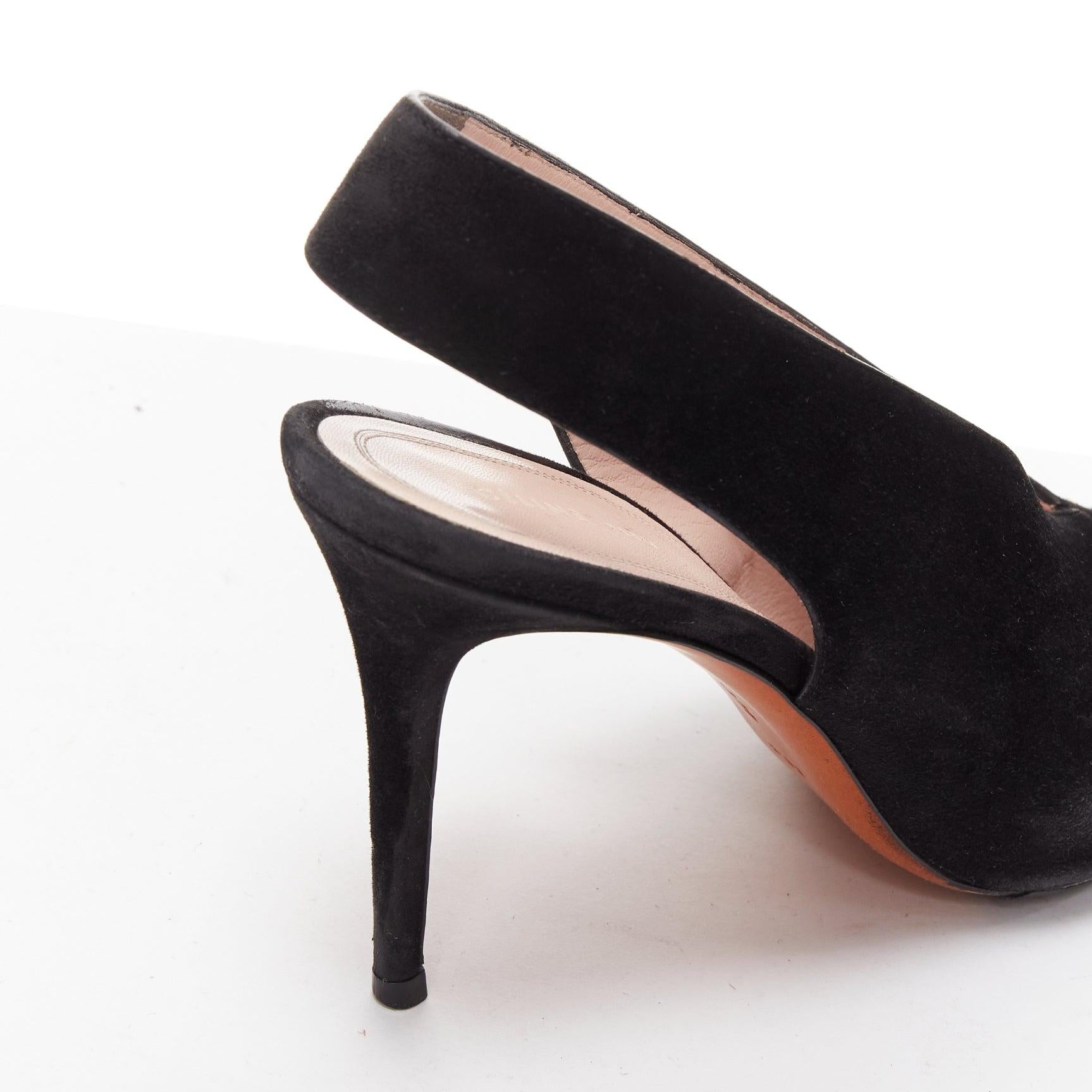 OLD CELINE Phoebe Philo black suede pointed toe slingback stiletto heels EU38.5 3