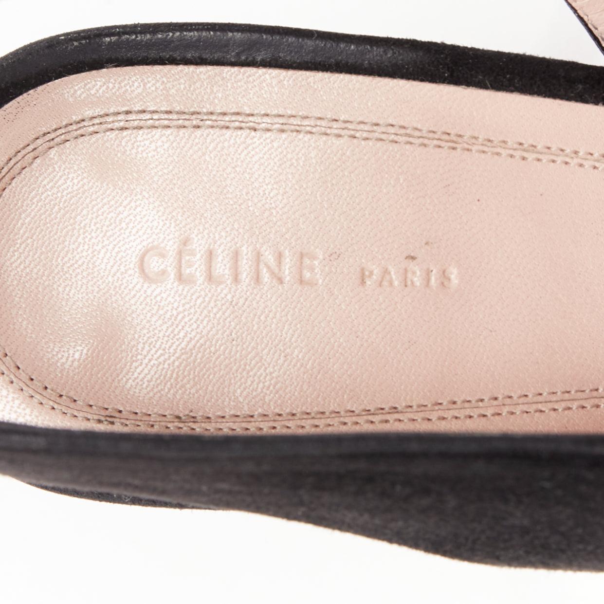 OLD CELINE Phoebe Philo black suede pointed toe slingback stiletto heels EU38.5 4