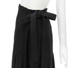 OLD CELINE Phoebe Philo black viscose silk pleated hem wrap skirt FR36 S