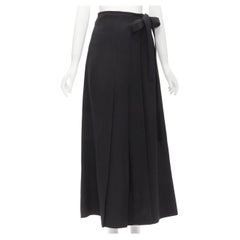 OLD CELINE Phoebe Philo black viscose silk pleated hem wrap skirt FR36 S