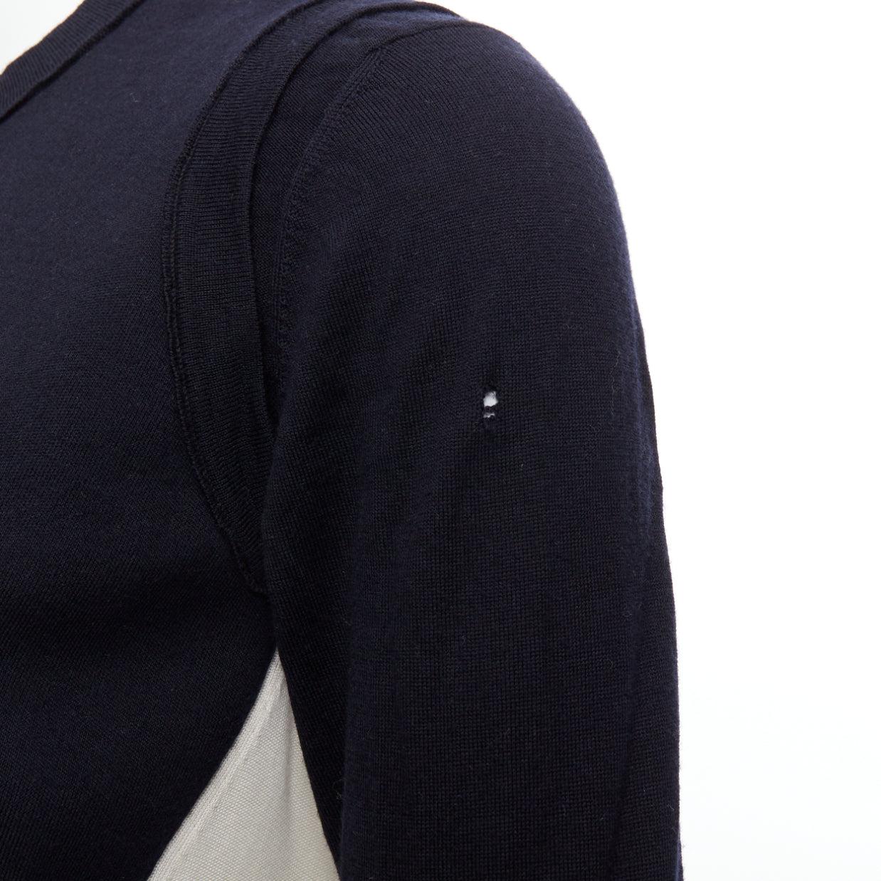 OLD CELINE Phoebe Philo black wool cream silk panelled button detail sweater XS For Sale 3