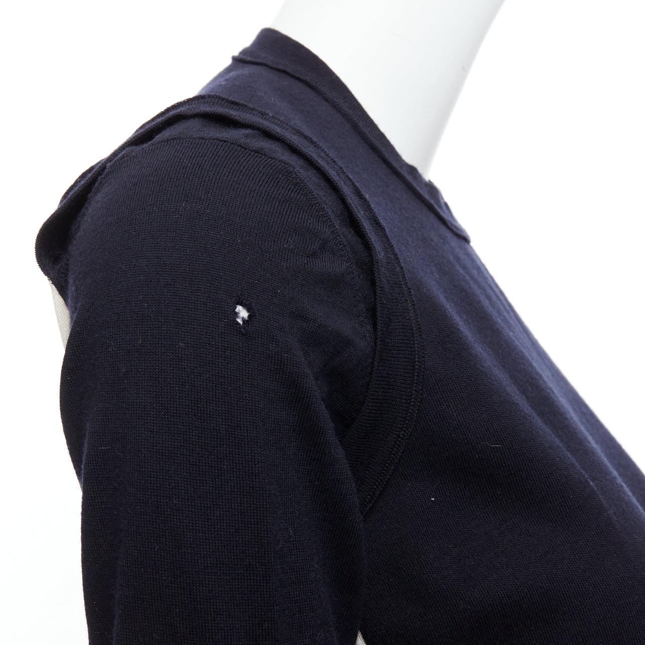 OLD CELINE Phoebe Philo black wool cream silk panelled button detail sweater XS For Sale 4