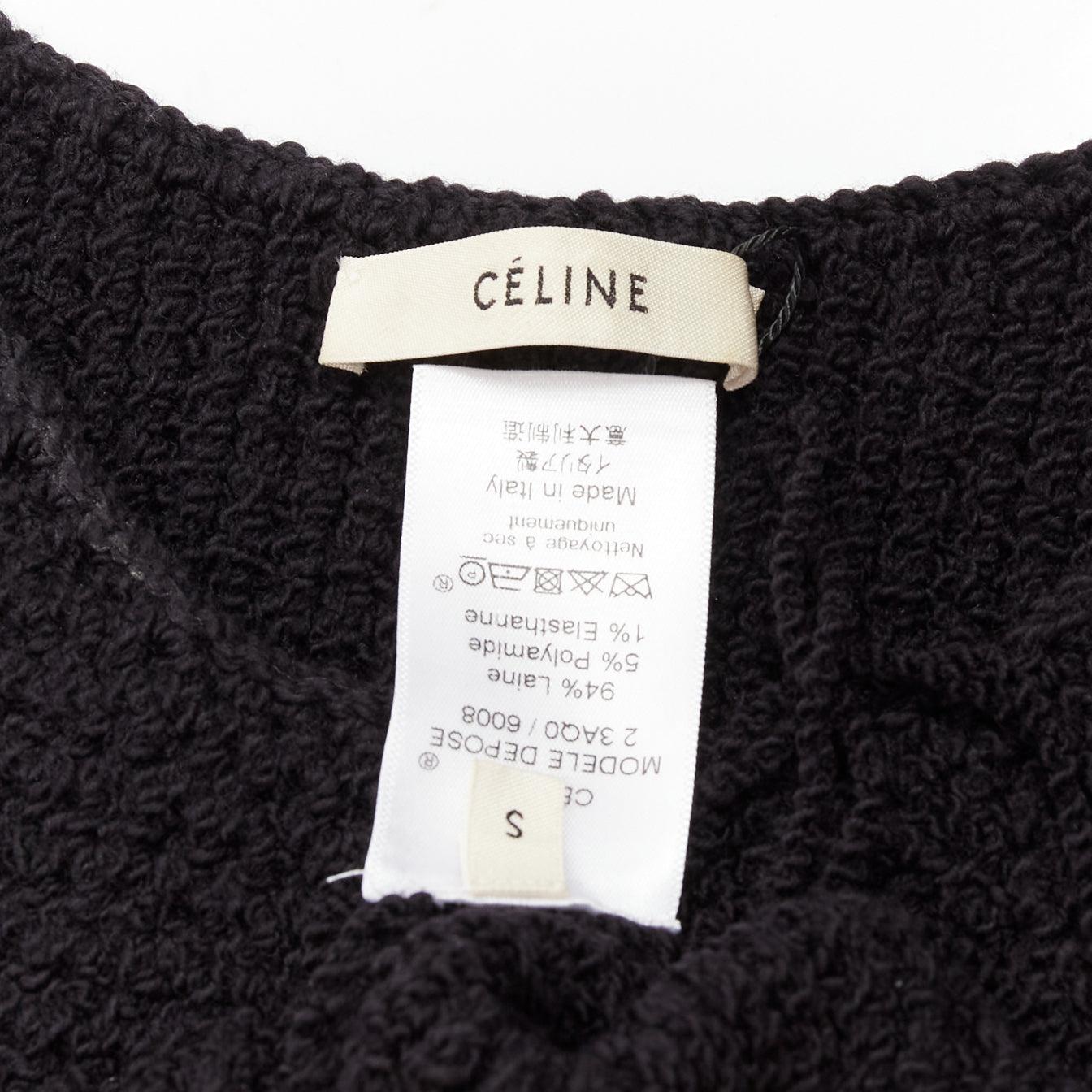 OLD CELINE Phoebe Philo black wool duo tier loop fringe knitted vest top S 3
