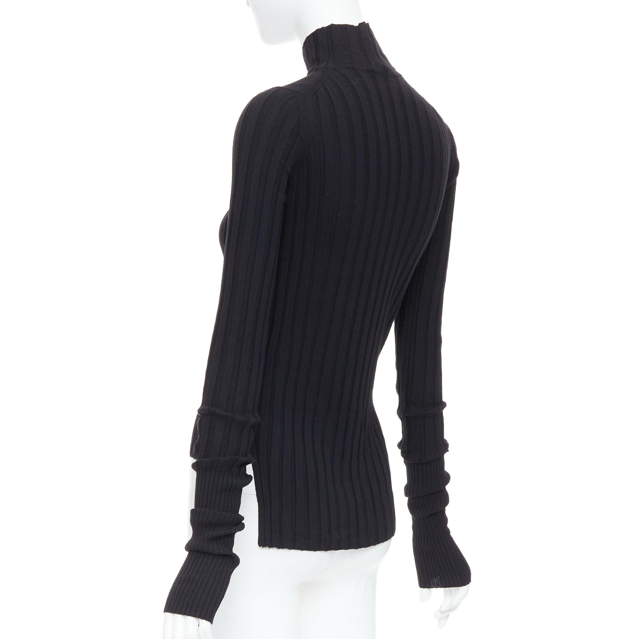 OLD CELINE Phoebe Philo black wool turtleneck ribbed long sleeve top XS For Sale 1