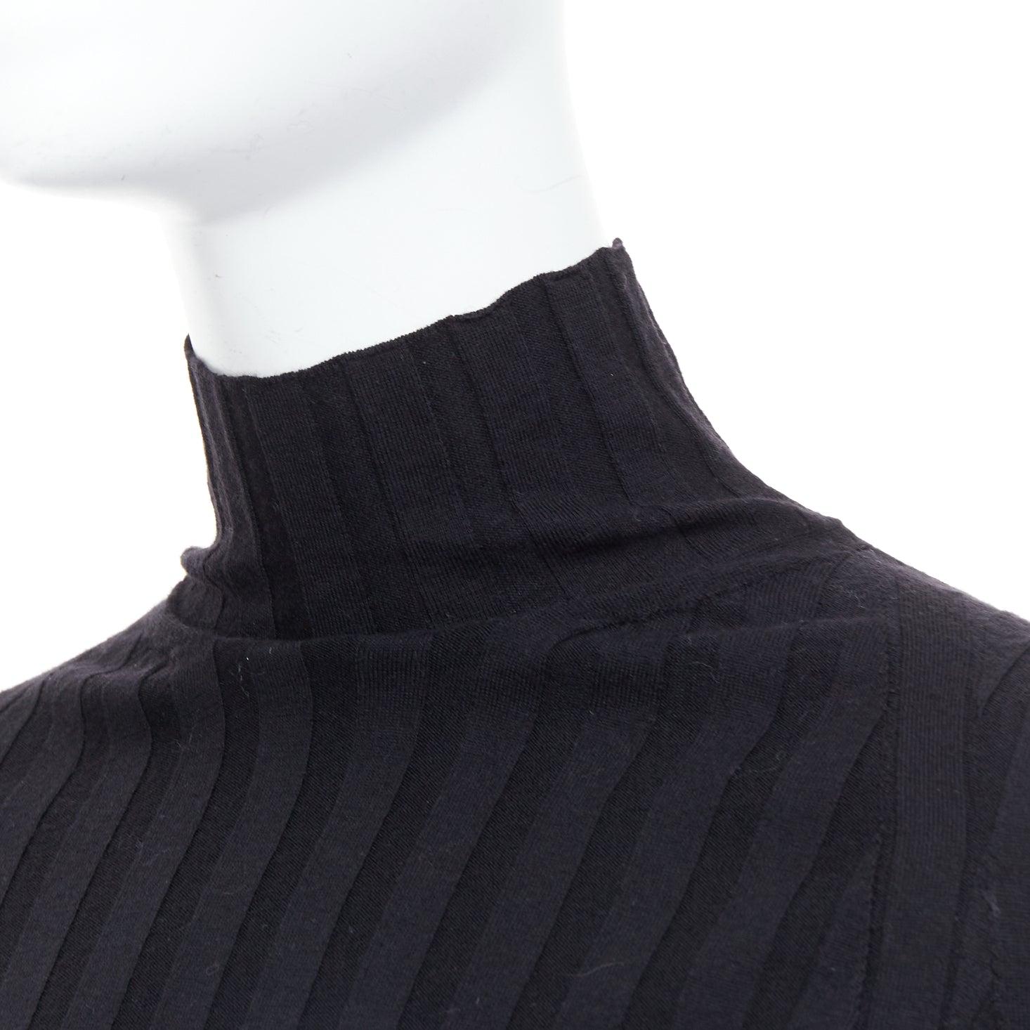OLD CELINE Phoebe Philo black wool turtleneck ribbed long sleeve top XS For Sale 2