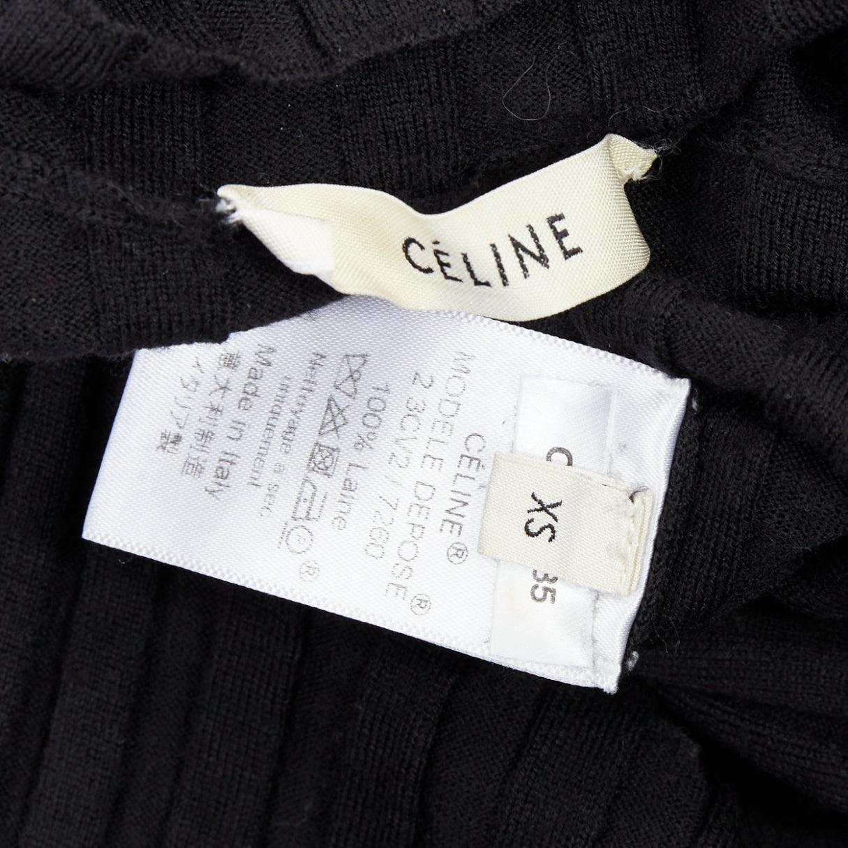 OLD CELINE Phoebe Philo black wool turtleneck ribbed long sleeve top XS For Sale 3