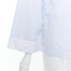 OLD CELINE Phoebe Philo blue pinstripe flare cuffed shirt top FR34 XS