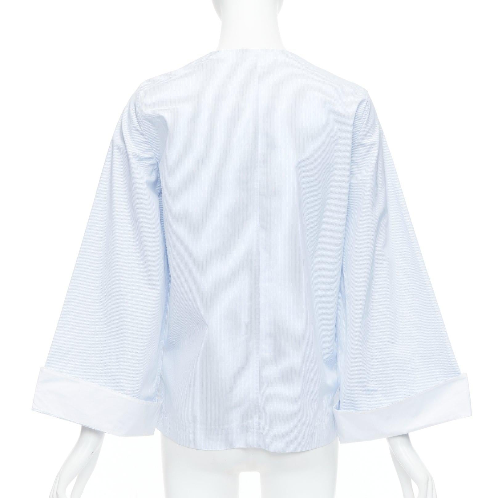 Women's OLD CELINE Phoebe Philo blue pinstripe flare cuffed shirt top FR34 XS For Sale