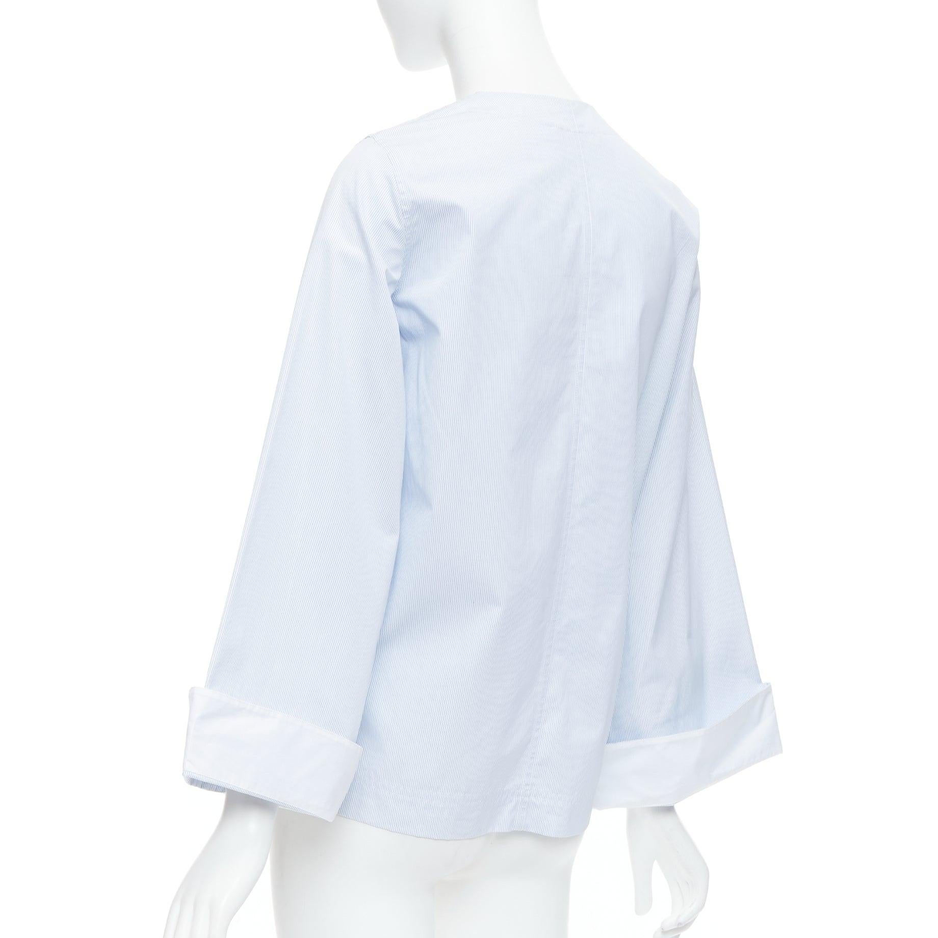 OLD CELINE Phoebe Philo blue pinstripe flare cuffed shirt top FR34 XS For Sale 1