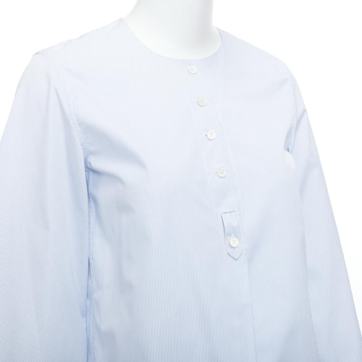 OLD CELINE Phoebe Philo blue pinstripe flare cuffed shirt top FR34 XS For Sale 2