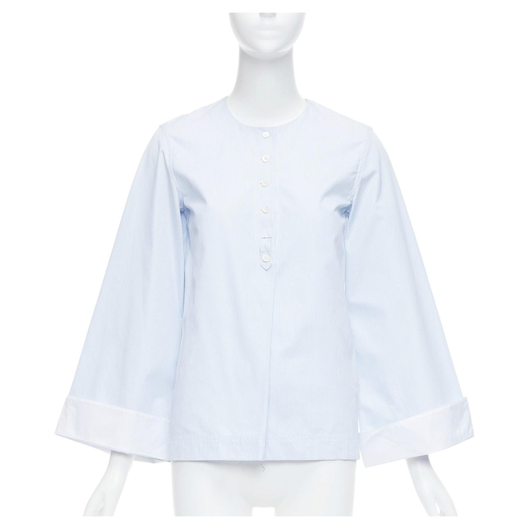 OLD CELINE Phoebe Philo blau Nadelstreifen Flare Manschette Shirt Top FR34 XS