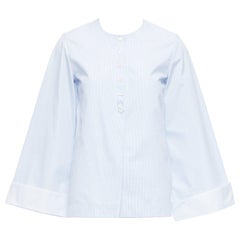 OLD CELINE Phoebe Philo top camisero azul de rayas con puños FR34 XS