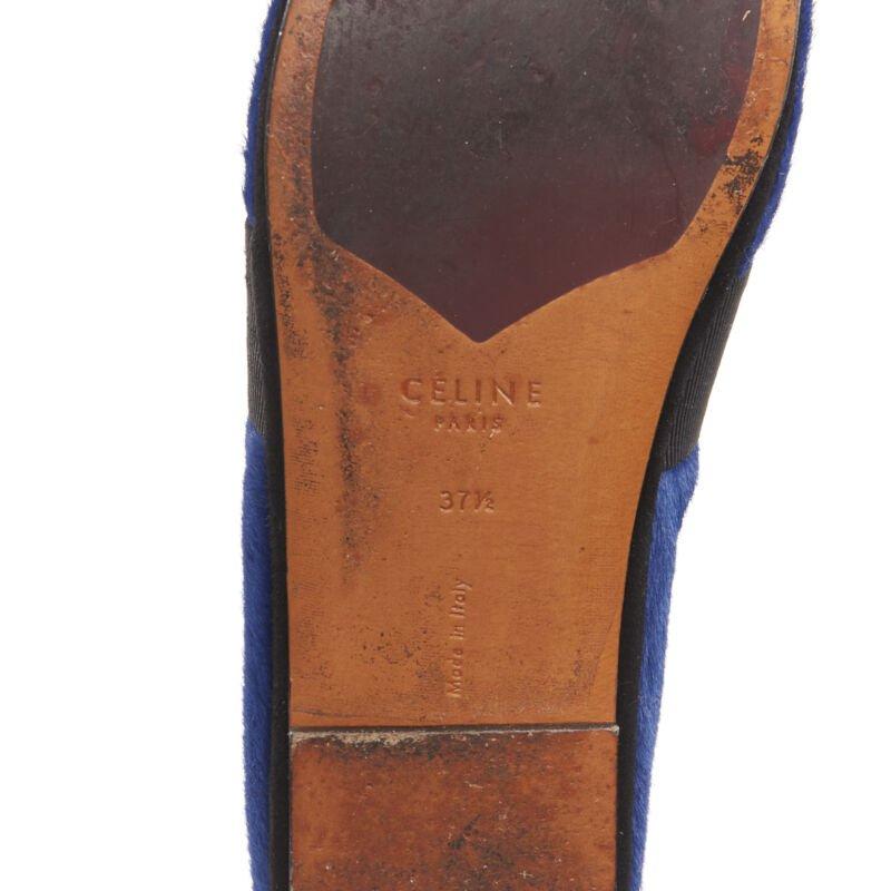 OLD CELINE PHOEBE PHILO blue pony hair grosgrain ribbon slip on flats EU37.5 For Sale 5
