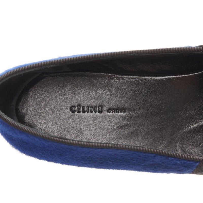 OLD CELINE PHOEBE PHILO blue pony hair grosgrain ribbon slip on flats EU37.5 For Sale 4