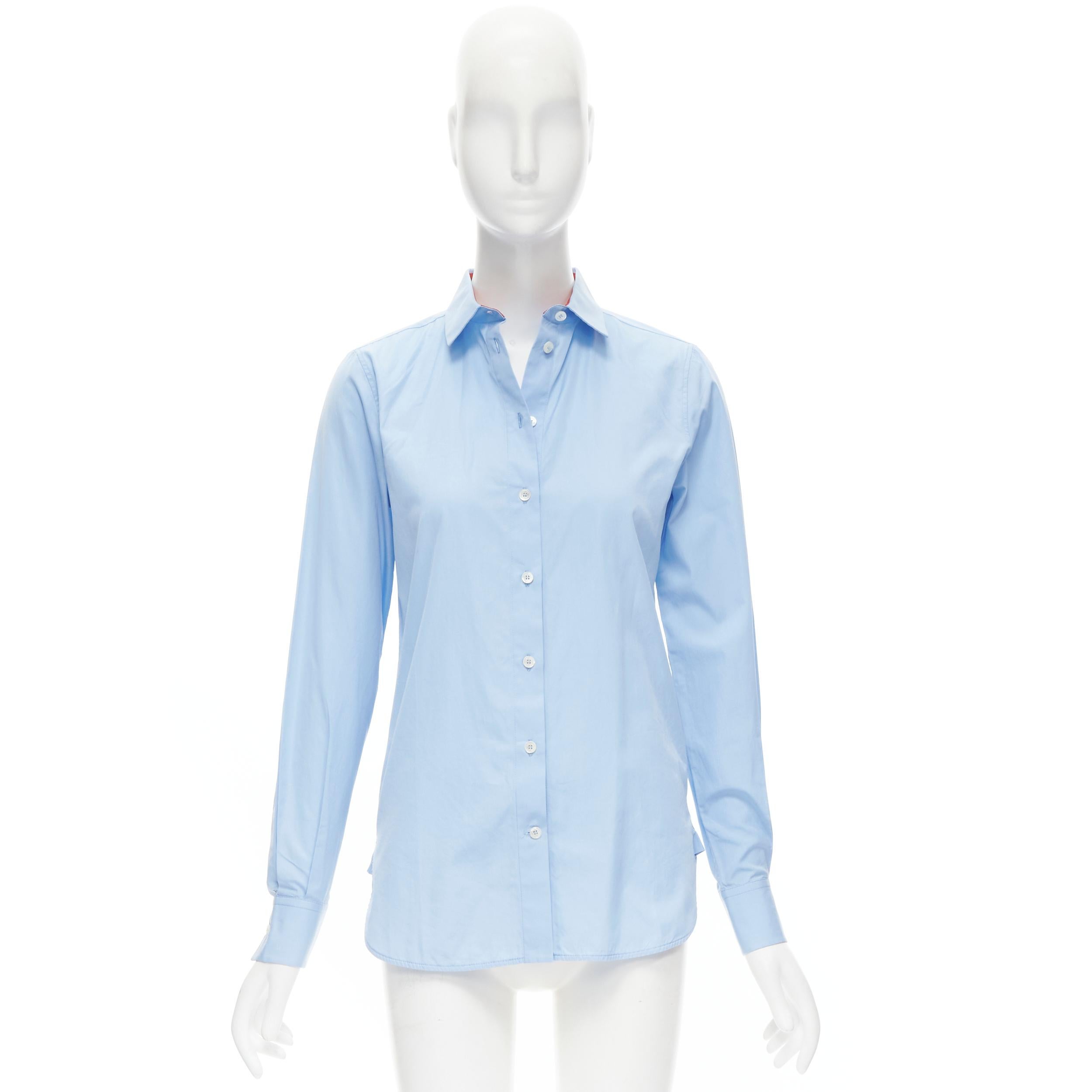 OLD CELINE Phoebe Philo blue red lined collar slim fit shirt FR36 XS 4