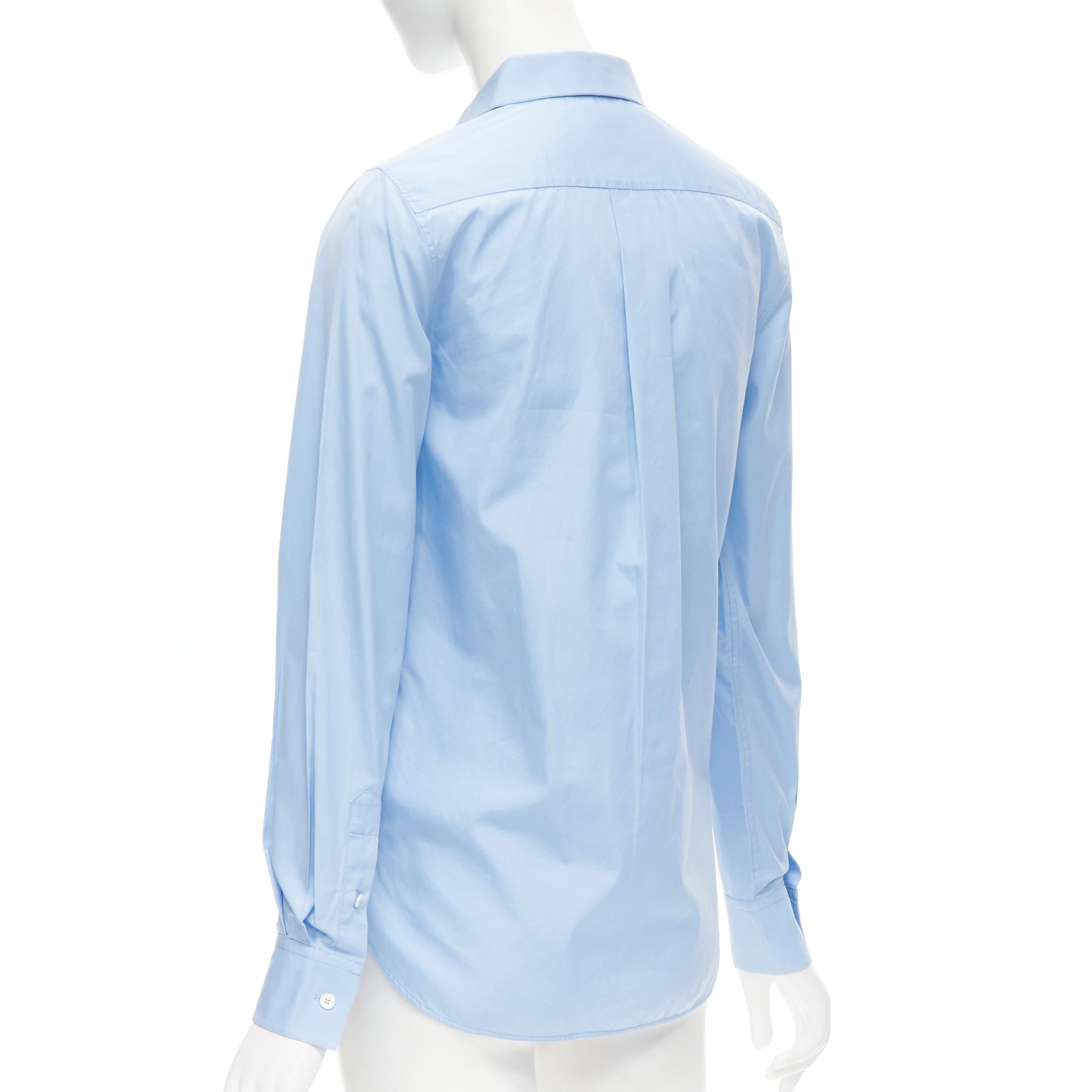 Women's OLD CELINE Phoebe Philo blue red lined collar slim fit shirt FR36 XS