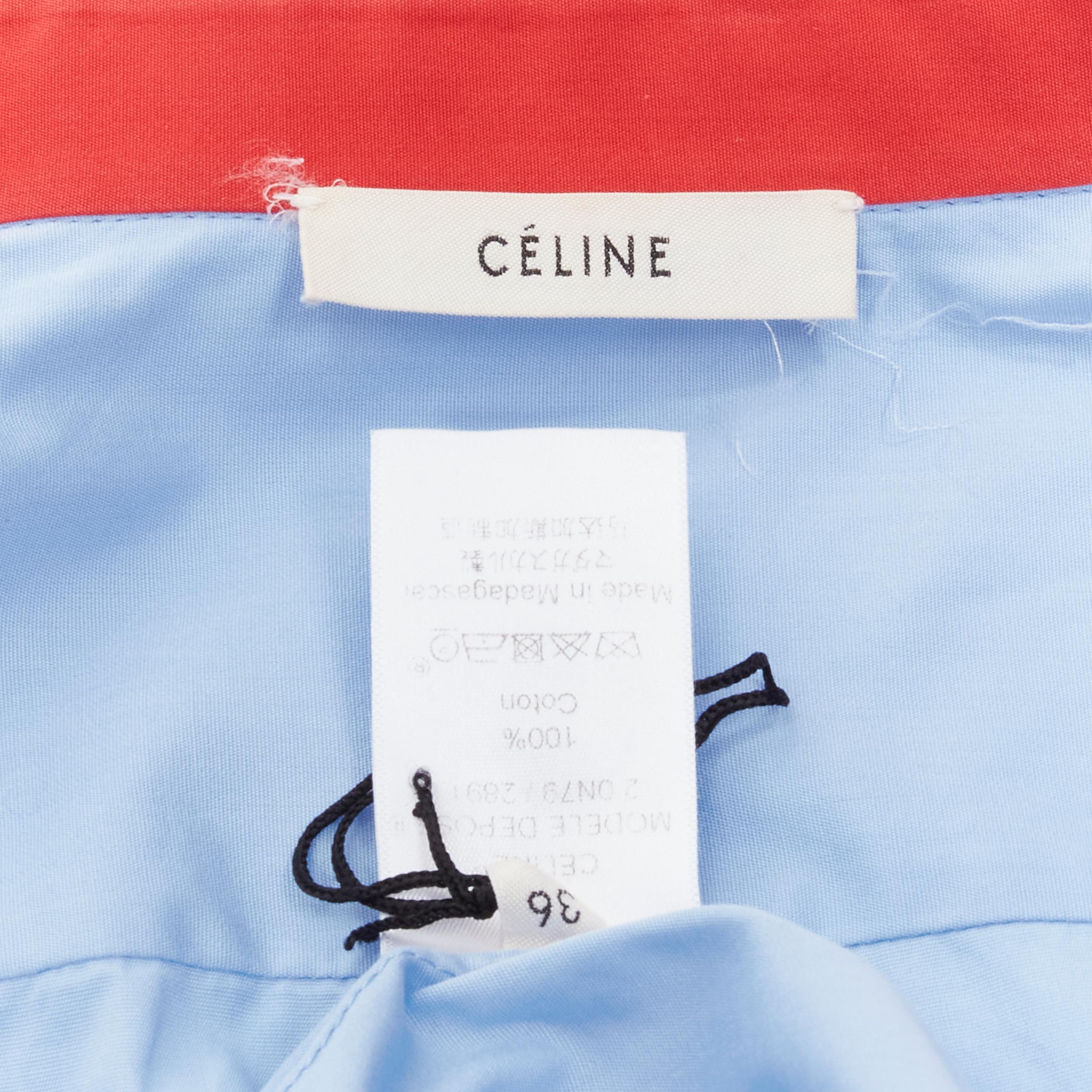 OLD CELINE Phoebe Philo blue red lined collar slim fit shirt FR36 XS 3
