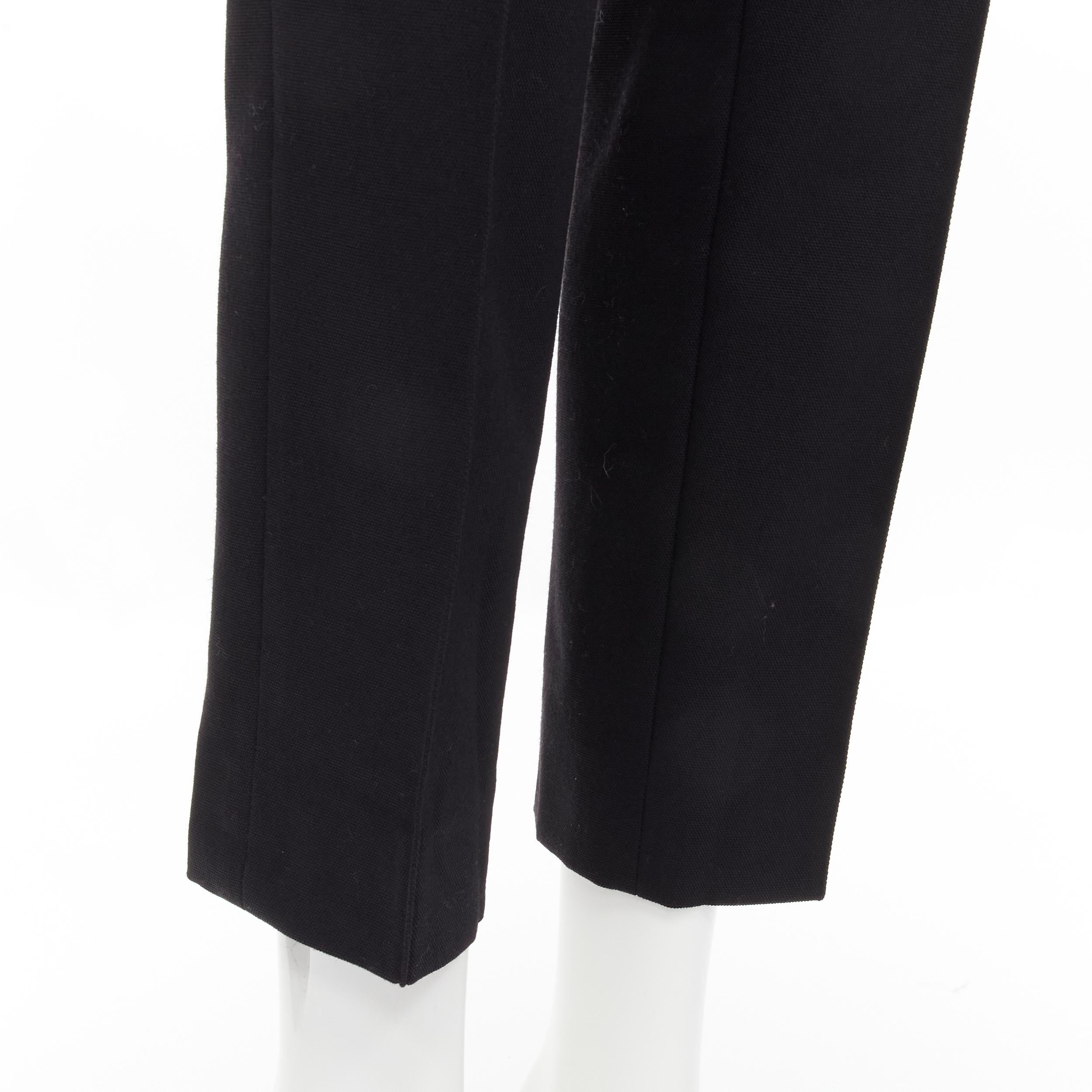 OLD CELINE Phoebe Philo blue silk trimmed black wool pleated trousers FR34 XS 1