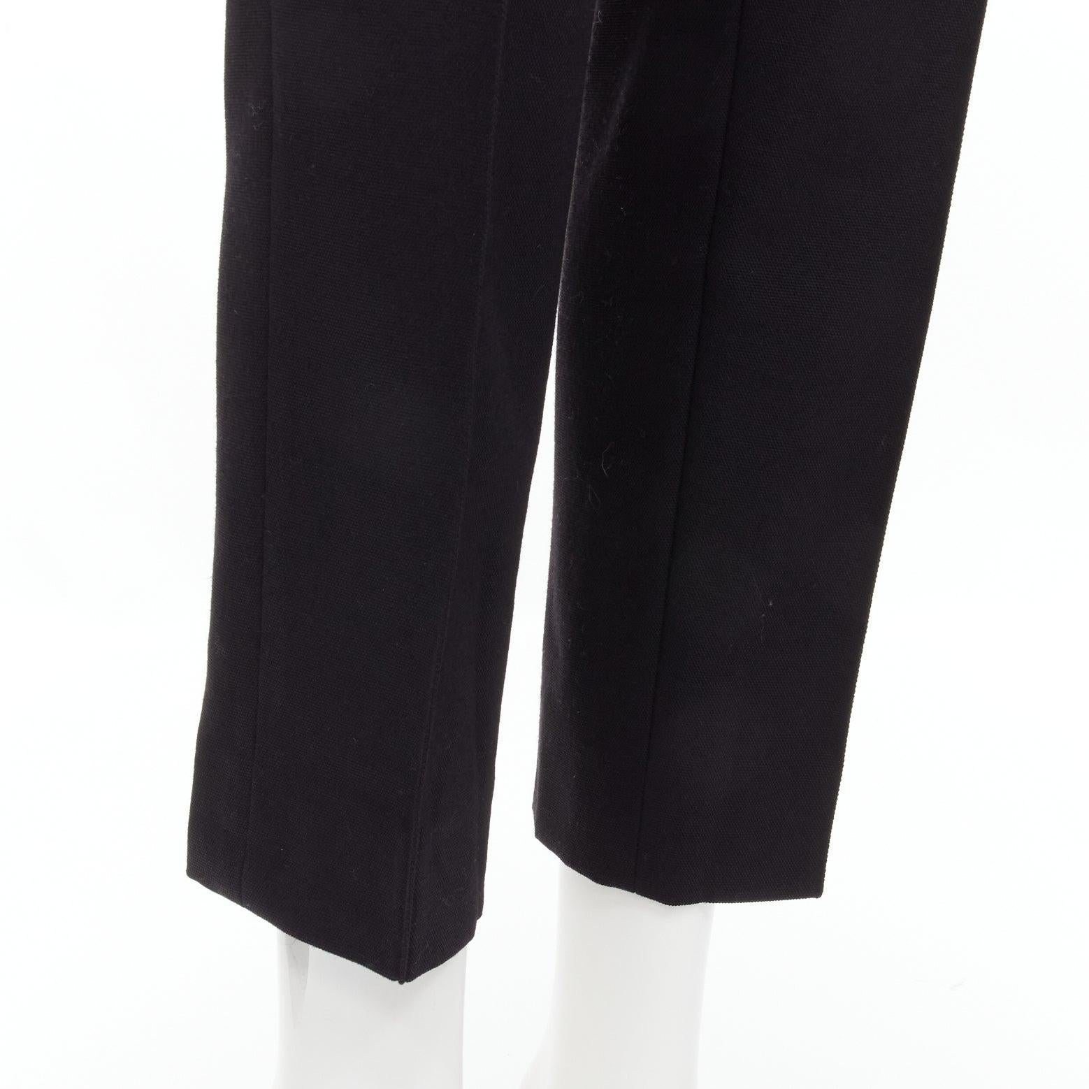 OLD CELINE Phoebe Philo blue silk trimmed black wool pleated trousers FR34 XS For Sale 4