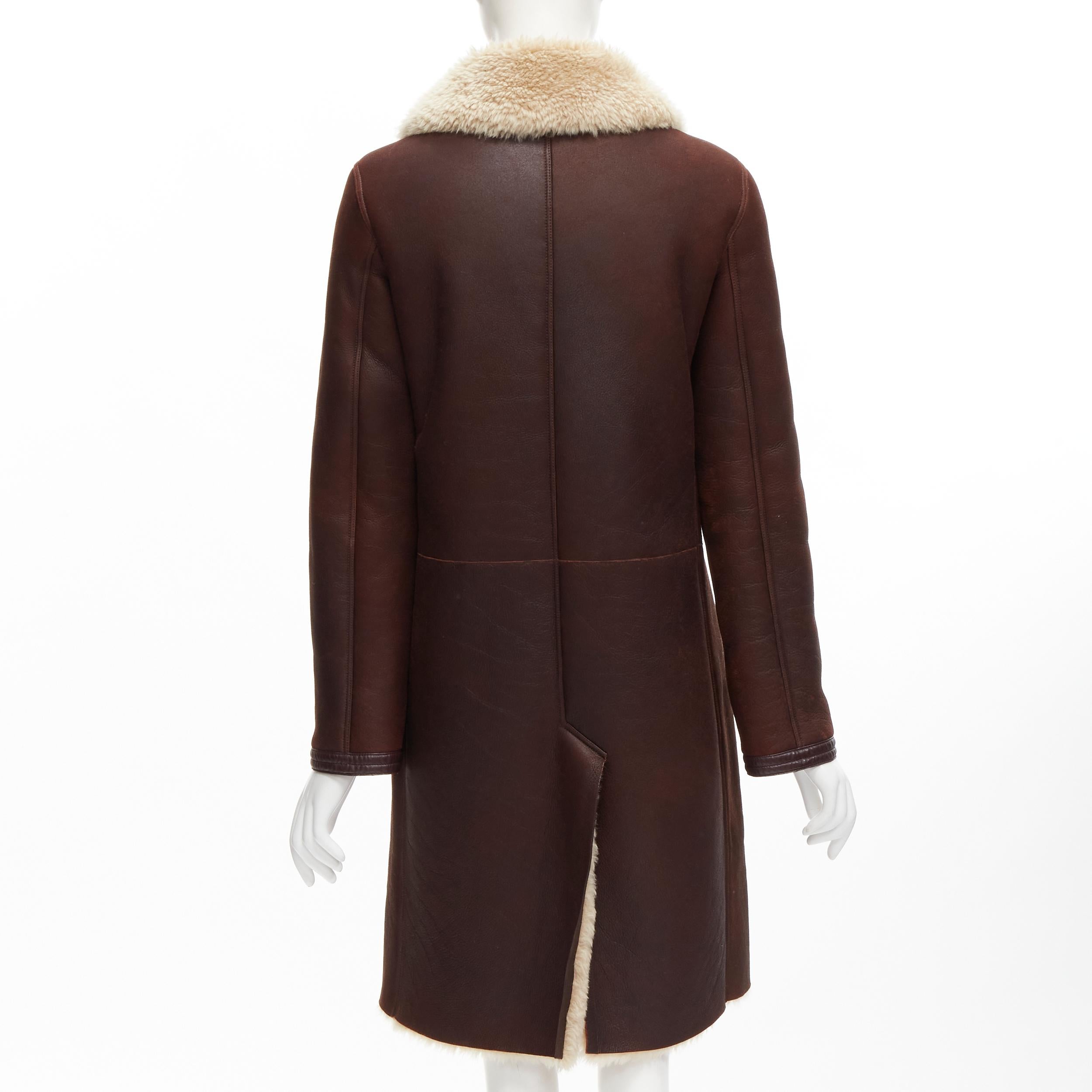 OLD CELINE Phoebe Philo brown lambskin sheep shearling fur reversible coat FR36 6
