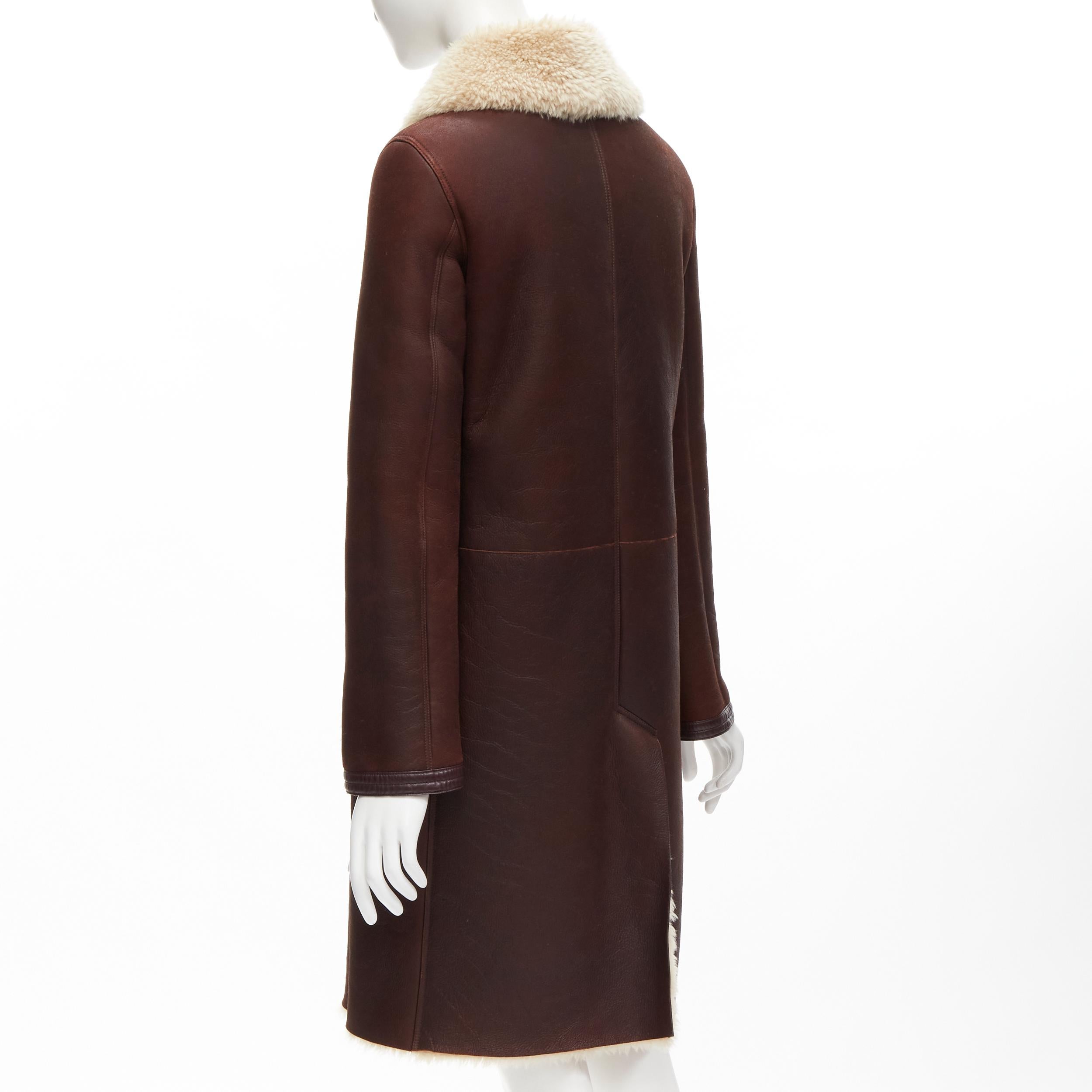 OLD CELINE Phoebe Philo brown lambskin sheep shearling fur reversible coat FR36 7