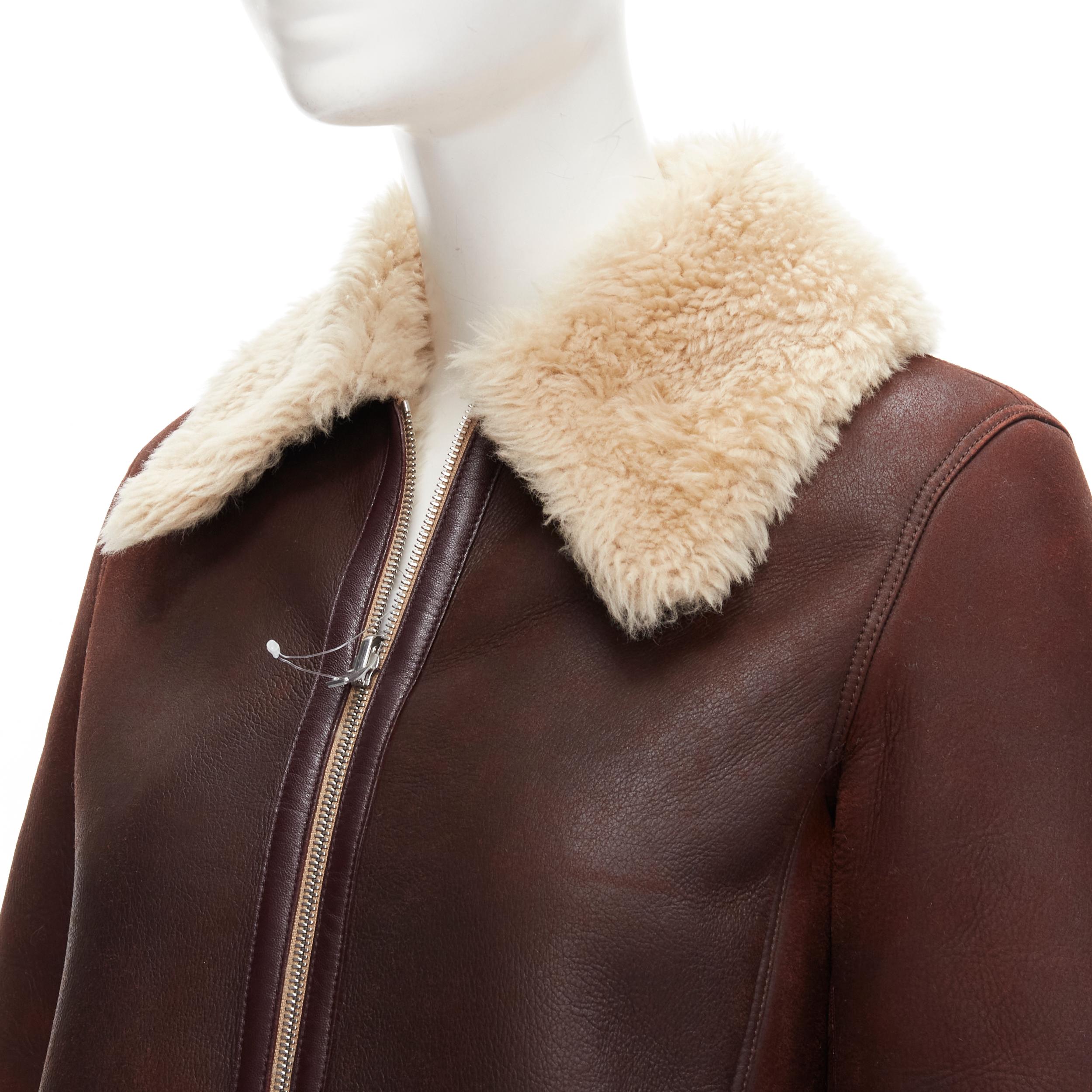 OLD CELINE Phoebe Philo brown lambskin sheep shearling fur reversible coat FR36 8