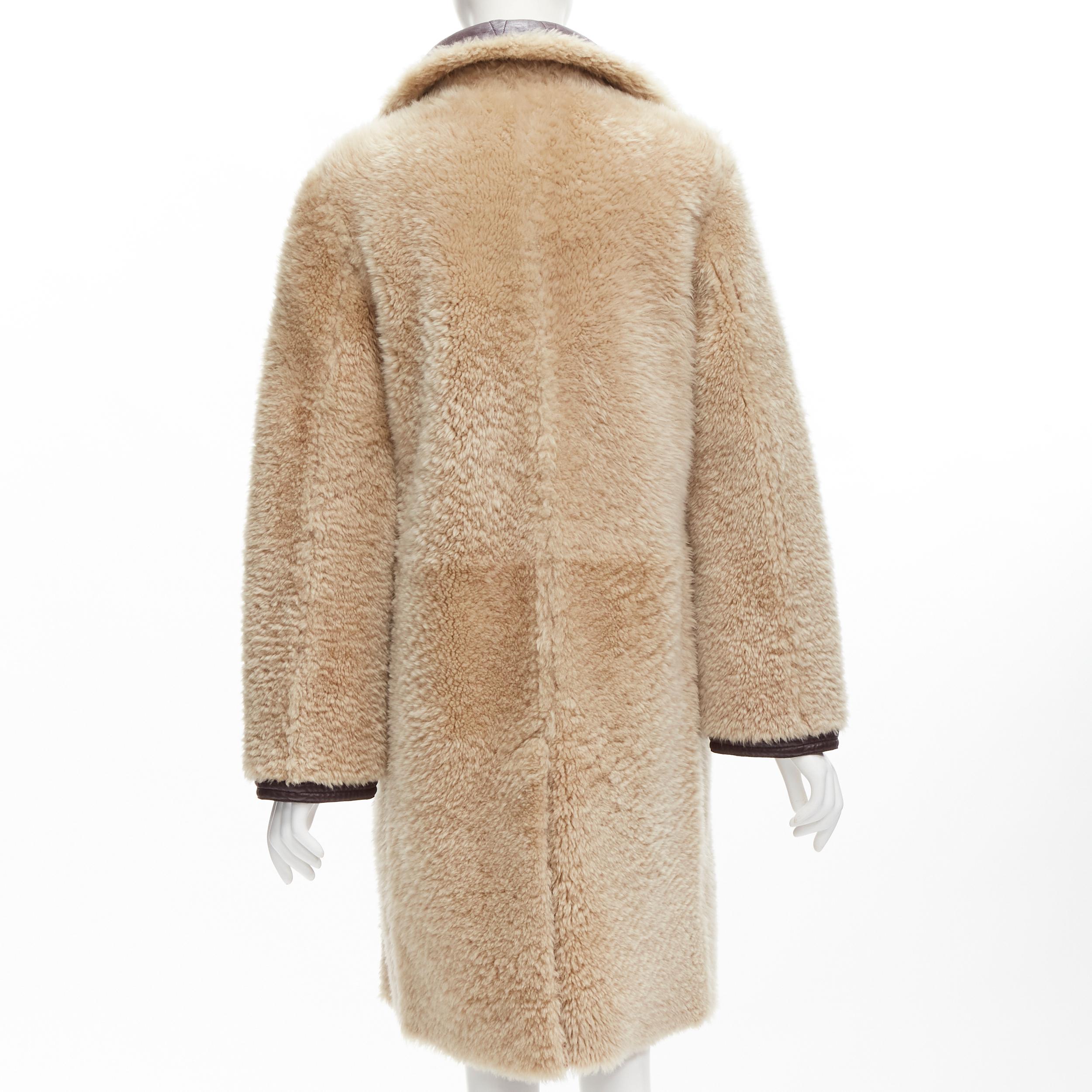 OLD CELINE Phoebe Philo brown lambskin sheep shearling fur reversible coat FR36 In Good Condition In Hong Kong, NT