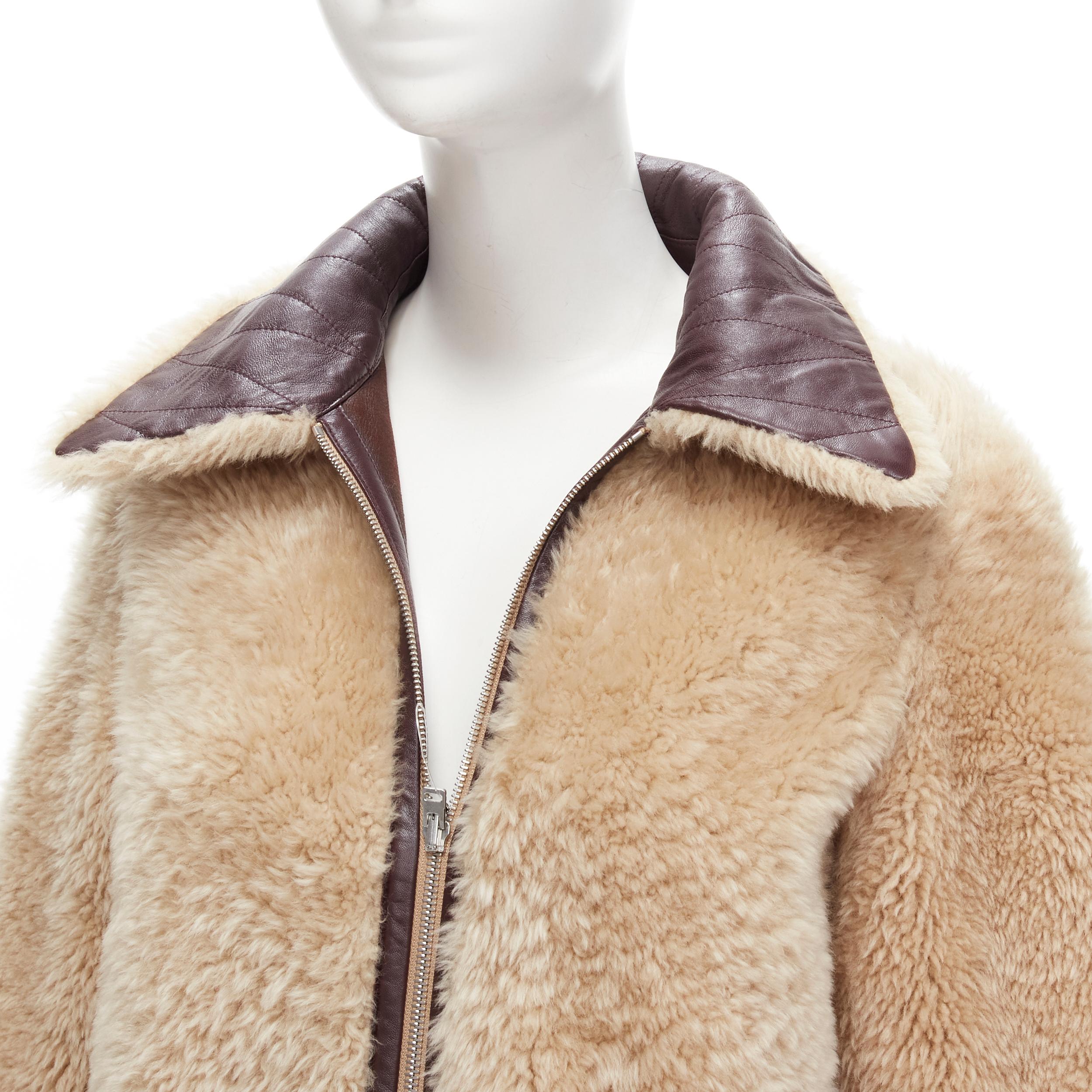 OLD CELINE Phoebe Philo brown lambskin sheep shearling fur reversible coat FR36 1