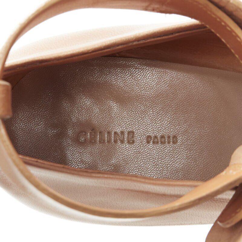OLD CELINE Phoebe Philo brown leather open toe silver metal glove heel EU37.5 For Sale 6