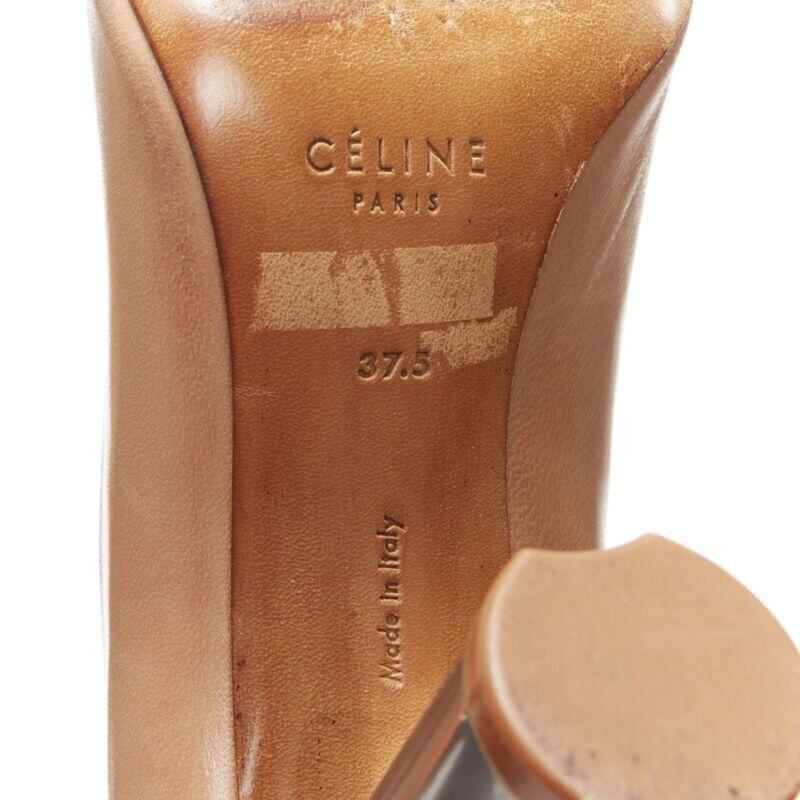 OLD CELINE Phoebe Philo brown leather open toe silver metal glove heel EU37.5 For Sale 7