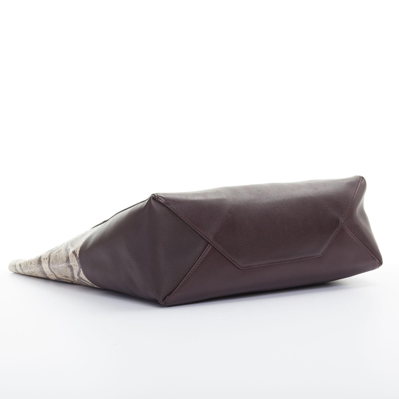 OLD CELINE Phoebe Philo brown scaled burgundy leather bi colour Cabas tote bag 2