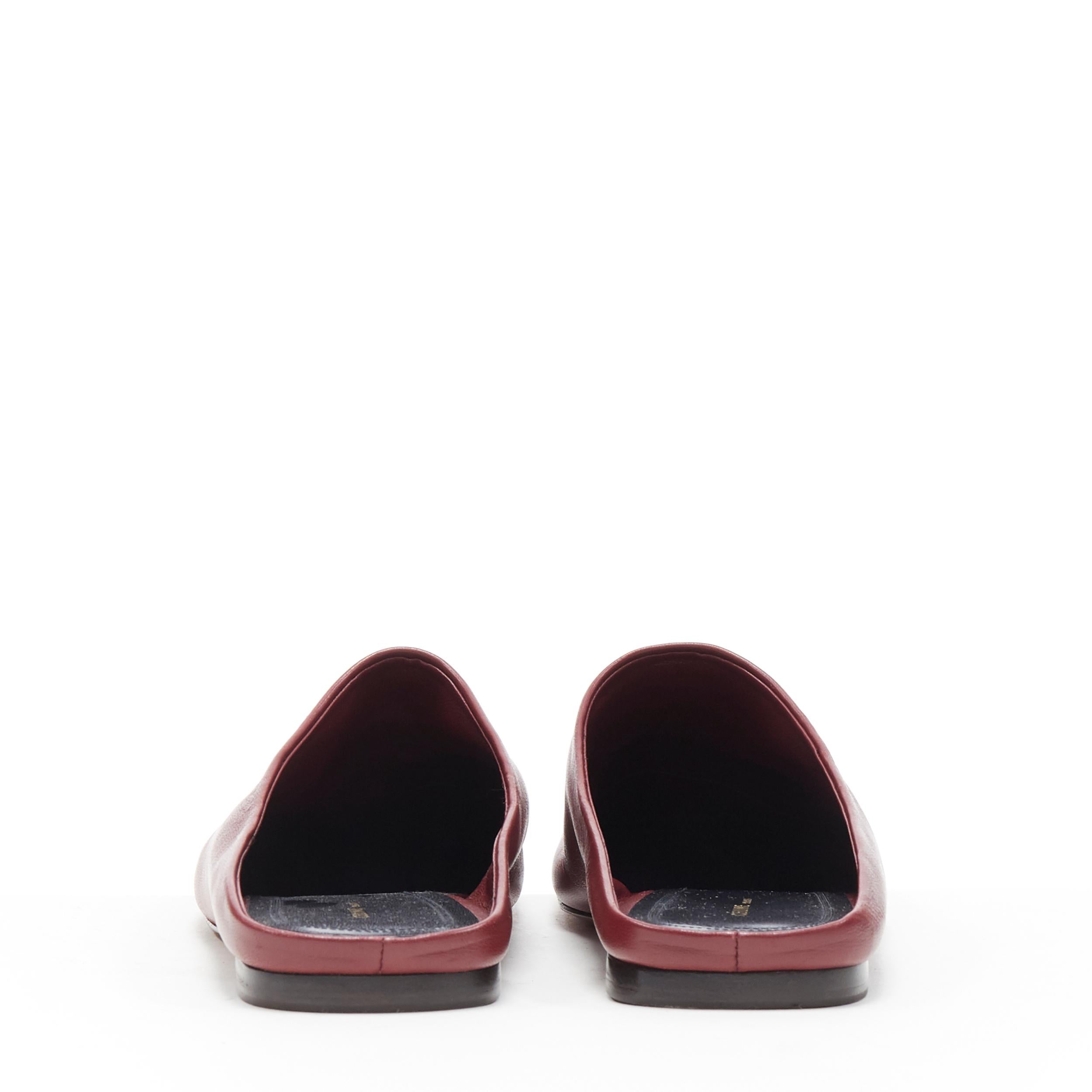 OLD CELINE PHOEBE PHILO burgundy red square toe babouche moccasin flats EU37.5 In Good Condition In Hong Kong, NT