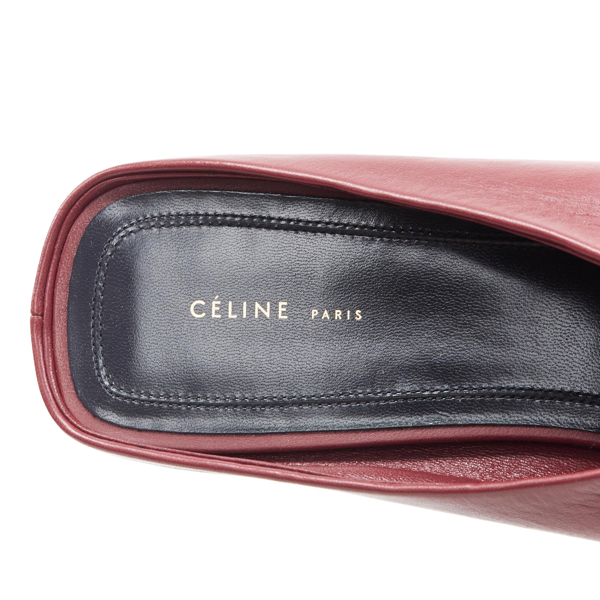 OLD CELINE PHOEBE PHILO burgundy red square toe babouche moccasin flats EU37.5 3