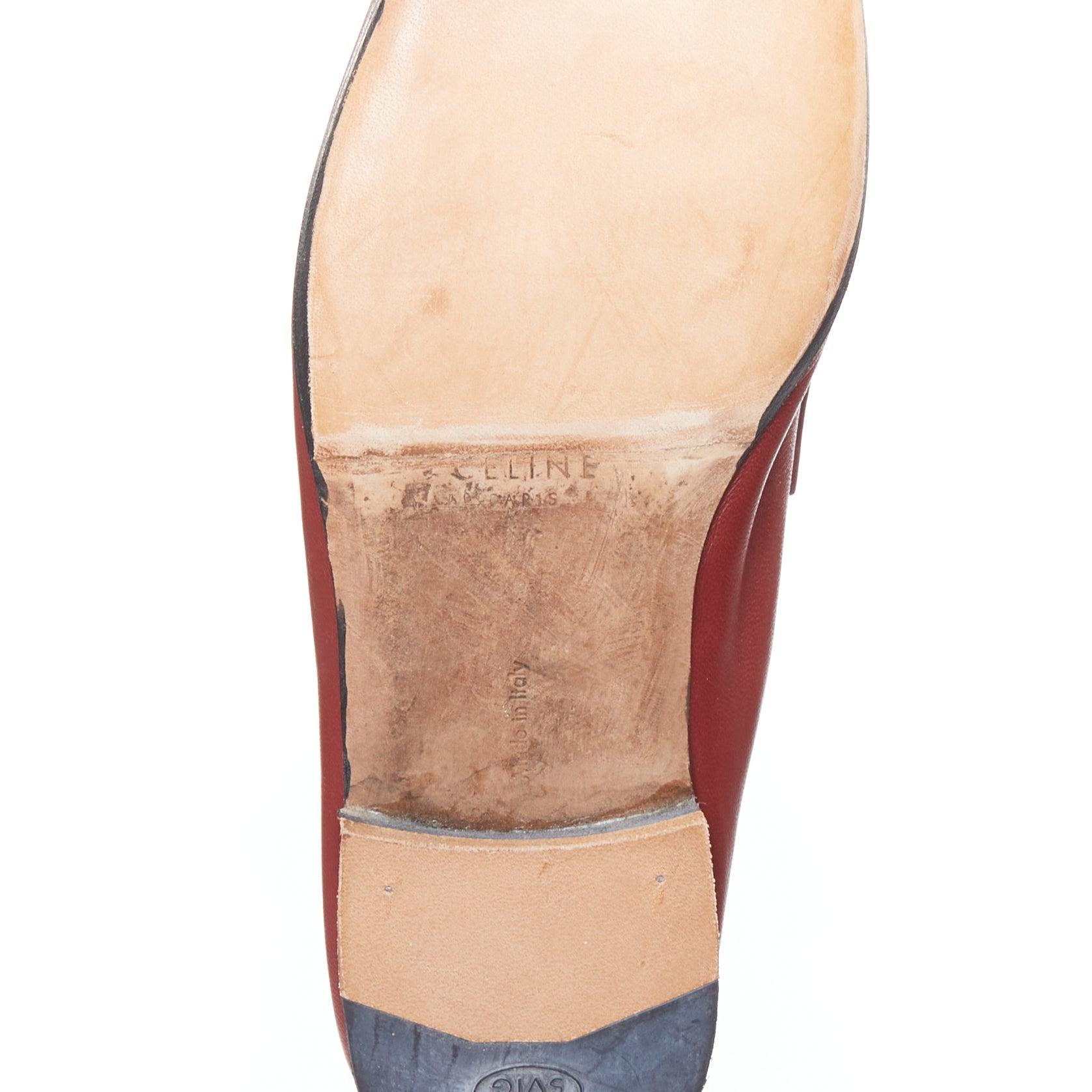 OLD CELINE Phoebe Philo burgundy silver stud loafer flats EU36.5 5