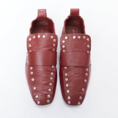 OLD CELINE Phoebe Philo burgundy silver stud loafer flats EU36.5