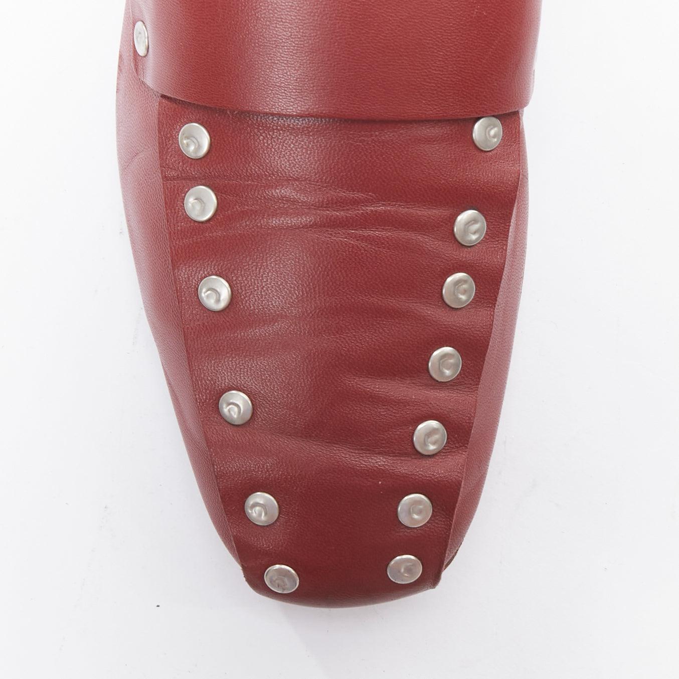 OLD CELINE Phoebe Philo burgundy silver stud loafer flats EU36.5 1