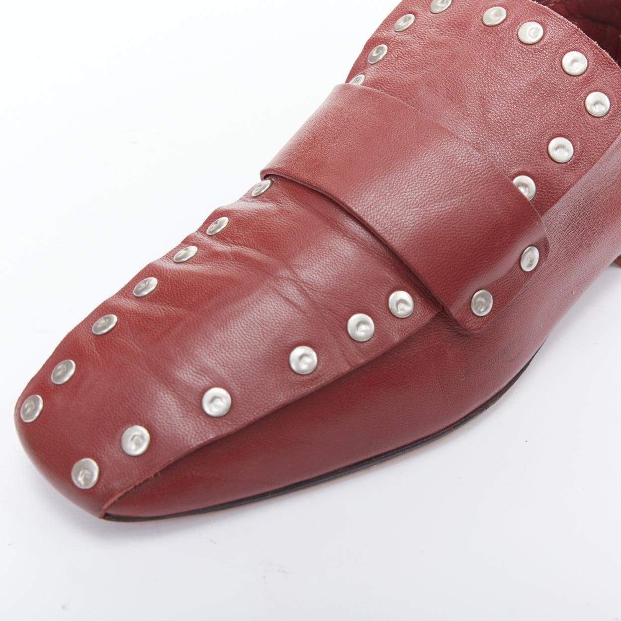 OLD CELINE Phoebe Philo burgundy silver stud loafer flats EU36.5 2