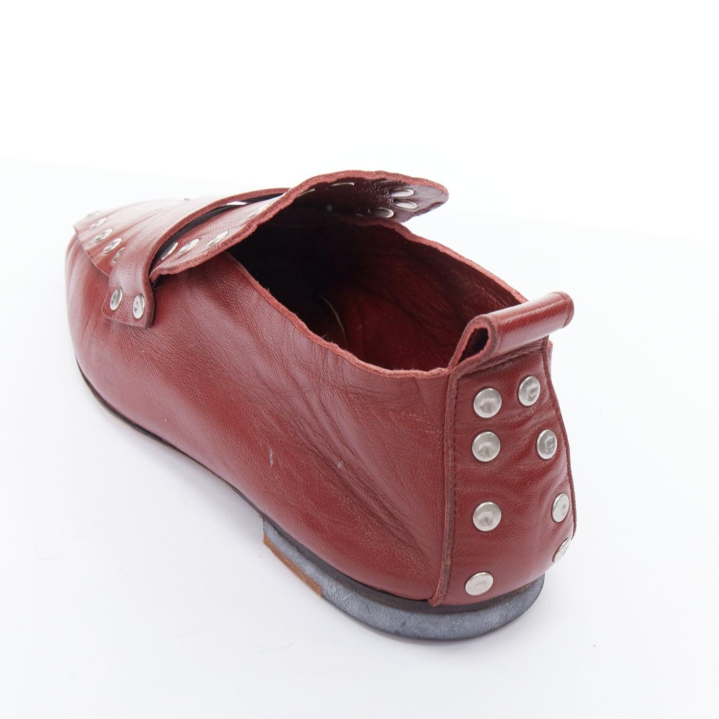OLD CELINE Phoebe Philo burgundy silver stud loafer flats EU36.5 3