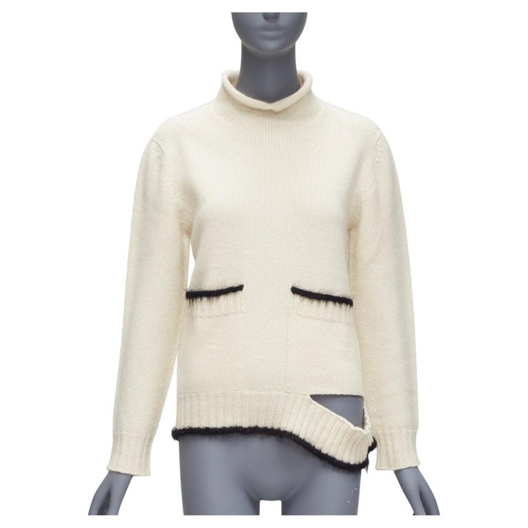 OLD CELINE PHOEBE PHILO cashmere mohair detached cutout polo neck sweater M  For Sale at 1stDibs