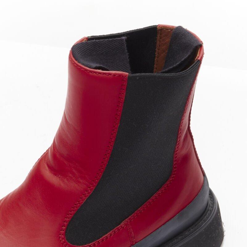 OLD CELINE Phoebe Philo Country red leather black rubber chunky ankle boot EU37 For Sale 3