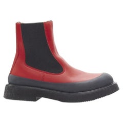 OLD CELINE Phoebe Philo Country red leather black rubber chunky ankle boot EU37