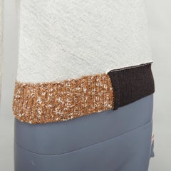 OLD CELINE Phoebe Philo cream black wool colorblock hem sweater XS