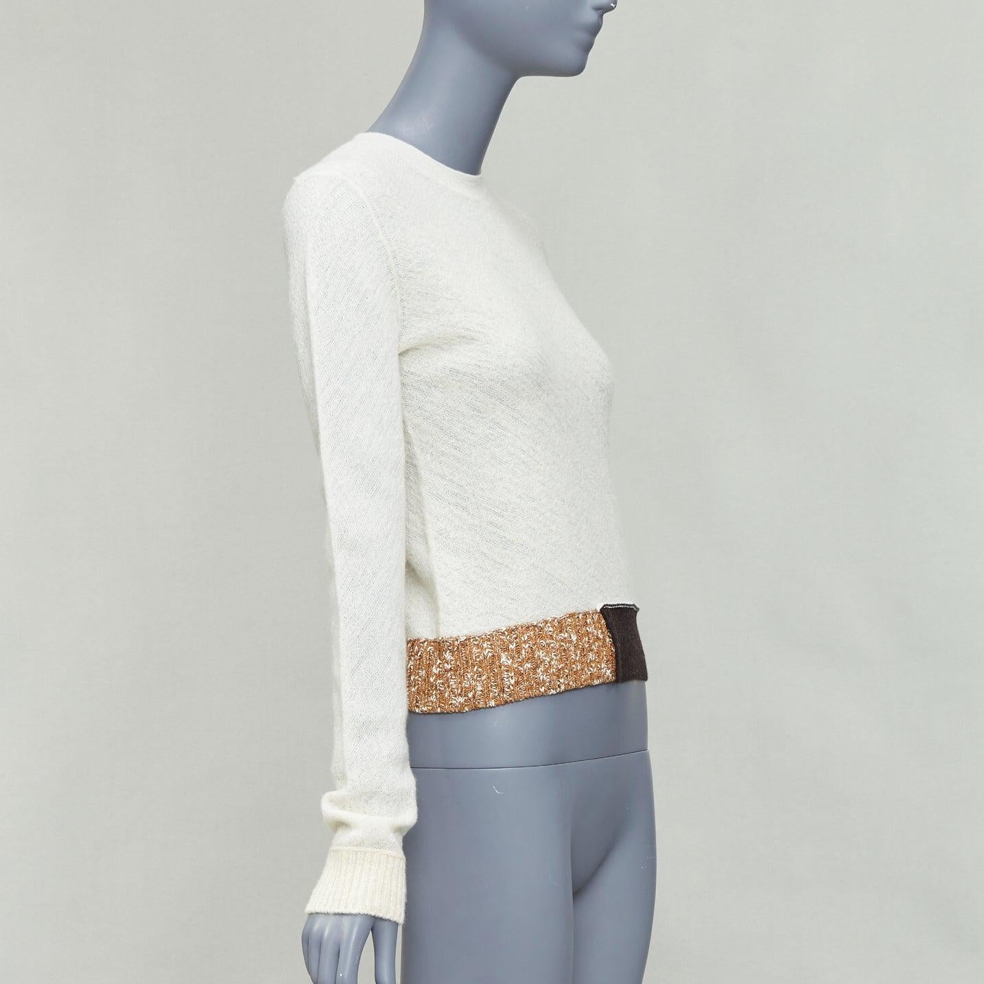 Noir Pull OLD CELINE Phoebe Philo en laine crème noire à ourlet colorblock XS en vente
