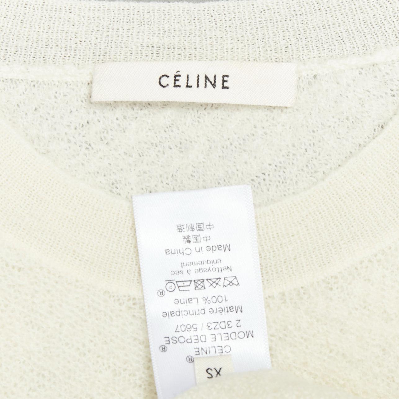 Pull OLD CELINE Phoebe Philo en laine crème noire à ourlet colorblock XS en vente 3