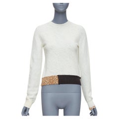 OLD CELINE Phoebe Philo cream black wool colorblock hem sweater XS